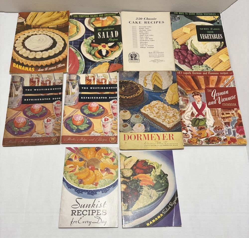 Lot of 10 Vintage Cookbook Recipe Booklet Advertising 1930s–1950s